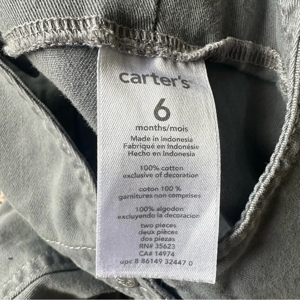 Carter's Charcoal Overalls with‎ Dog Patch
